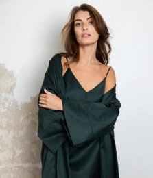 Albornoz kimono de satén Solid Royal Green