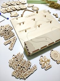 Calendario perpetuo de madera, rastreador de tiempo y clima, regalo Montessori para niños