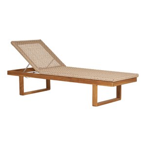 Derby Sun Lounger - Natural Teak/PE Rattan, 190x65x38 cm