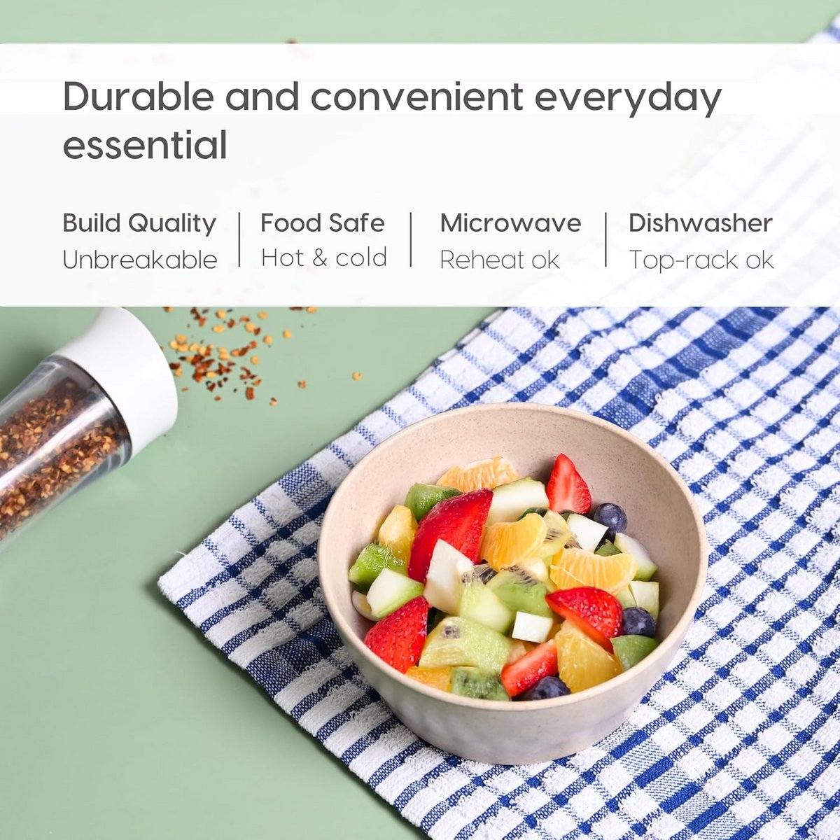 Bols de service Elara écologiques Ecofy | 1000 ml, 600 ml, 300 ml | Ensemble de 3 | Ensemble de bols allant au micro-ondes | Bol à mélanger fabriqué avec du biocomposite de balle de riz | pour ensemble de bols chauds et froids | Azur-Célé-Inno Certif