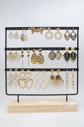Lot de 15 boucles d'oreilles en acier inoxydable avec présentoir