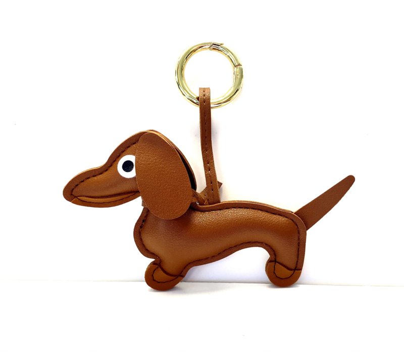 Llavero Perro Salchicha marrón/dorado
