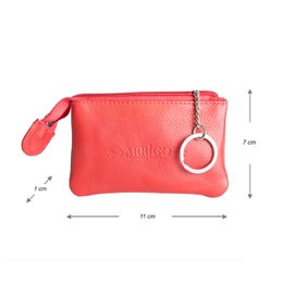 Portachiavi In 11 Colori - Portachiavi In Pelle - Con 2 Tasche Con Cerniera