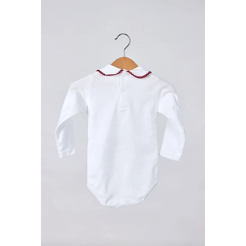 Baby børstet bodysuit med krave, festlige farver