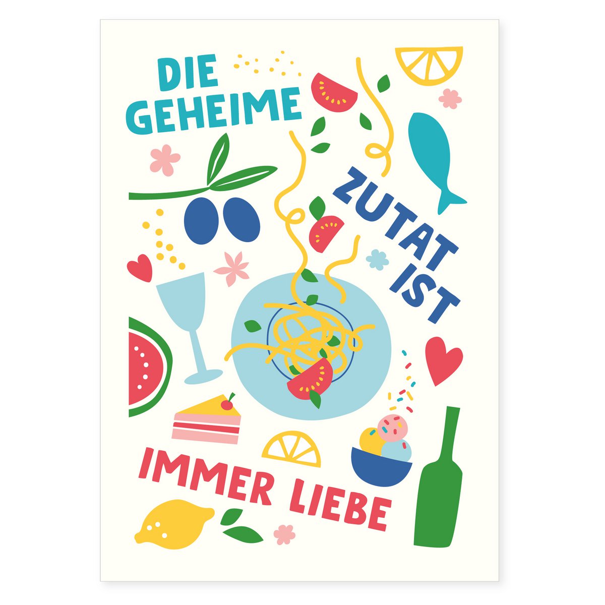 Postcard "The secret ingredient is always love" from recycled paper