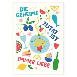 Postcard "The secret ingredient is always love" from recycled paper