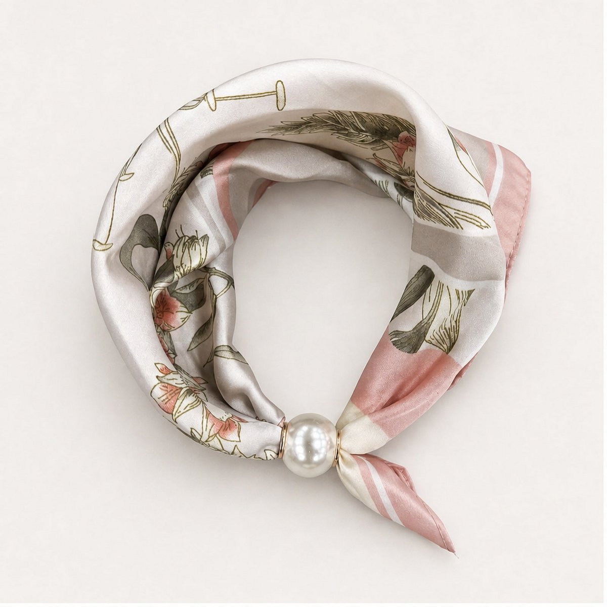 HS Pearl Scarf Satin Print Flowers - Multiple Prints