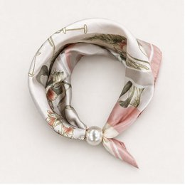 HS Pearl Scarf Satin Print Flowers - Multiple Prints