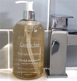 Hand and body wash with rock salt and driftwood scent, 500ml size.