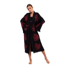 Kimono Largo Coral-Negro