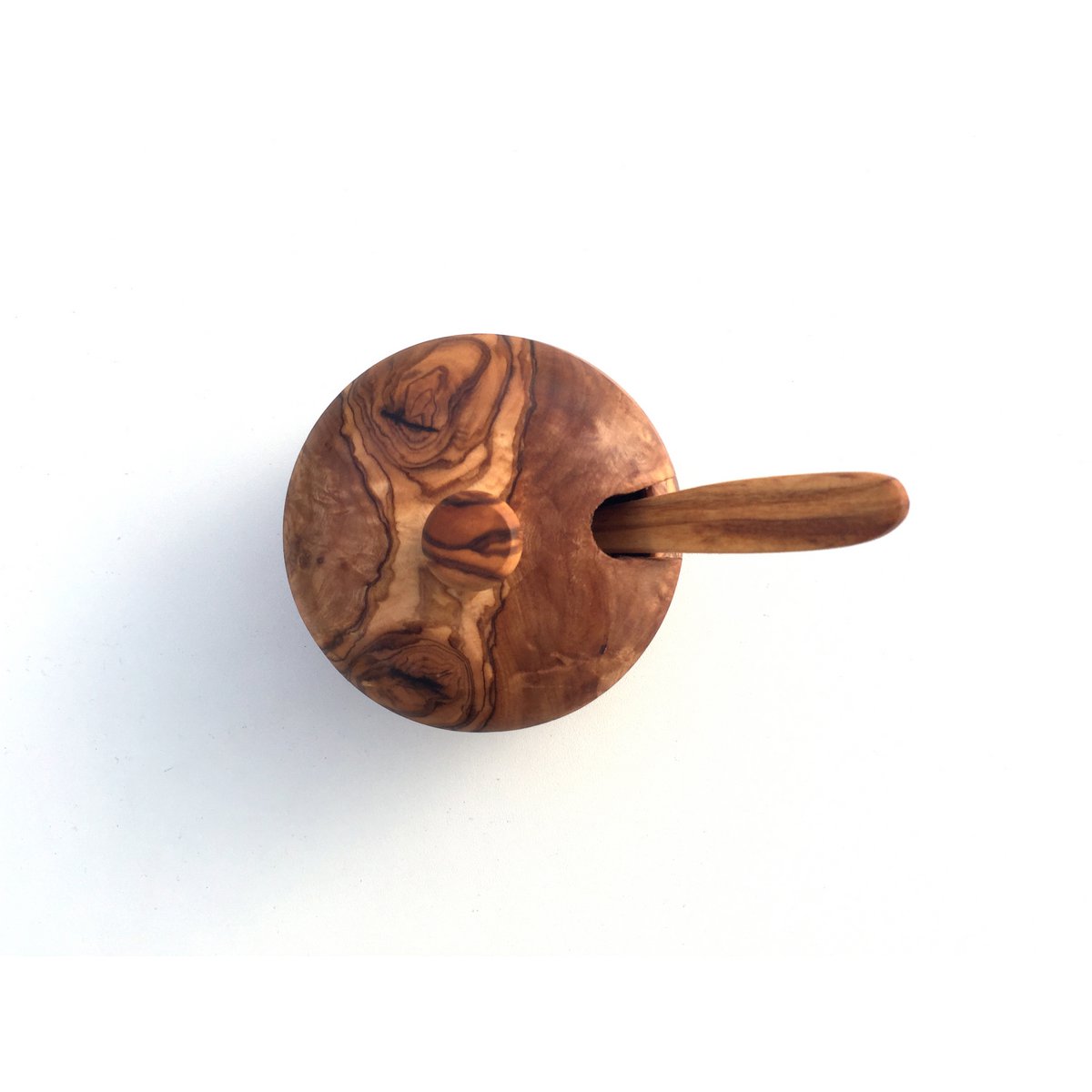 Pot en bois d'olivier avec cuillère
