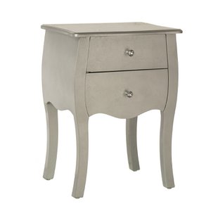 NIGHT TABLE WITH 2 SILVER WOOD DRAWERS _45X36X62CM, WOOD: FIR+DM LL40224