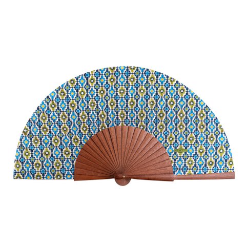 Blue & Green Silk Hand Fan Ayad