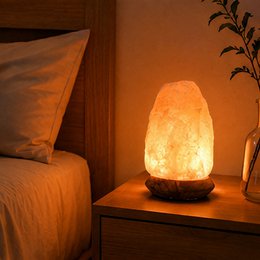 Lampa USB z kryształem soli himalajskiej – Rock 600g – Podstawa drewniana – Przedmiot dekoracyjny