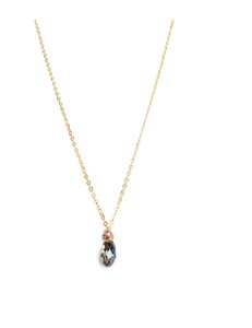 Short 18K gold plated necklace with a "Black Silver Night" crystal drop and ball