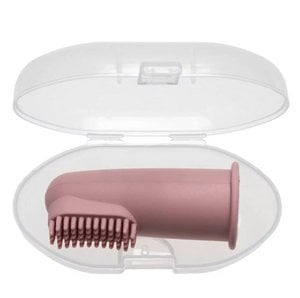 Silicone Finger Toothbrush with Case - Powder Pink
