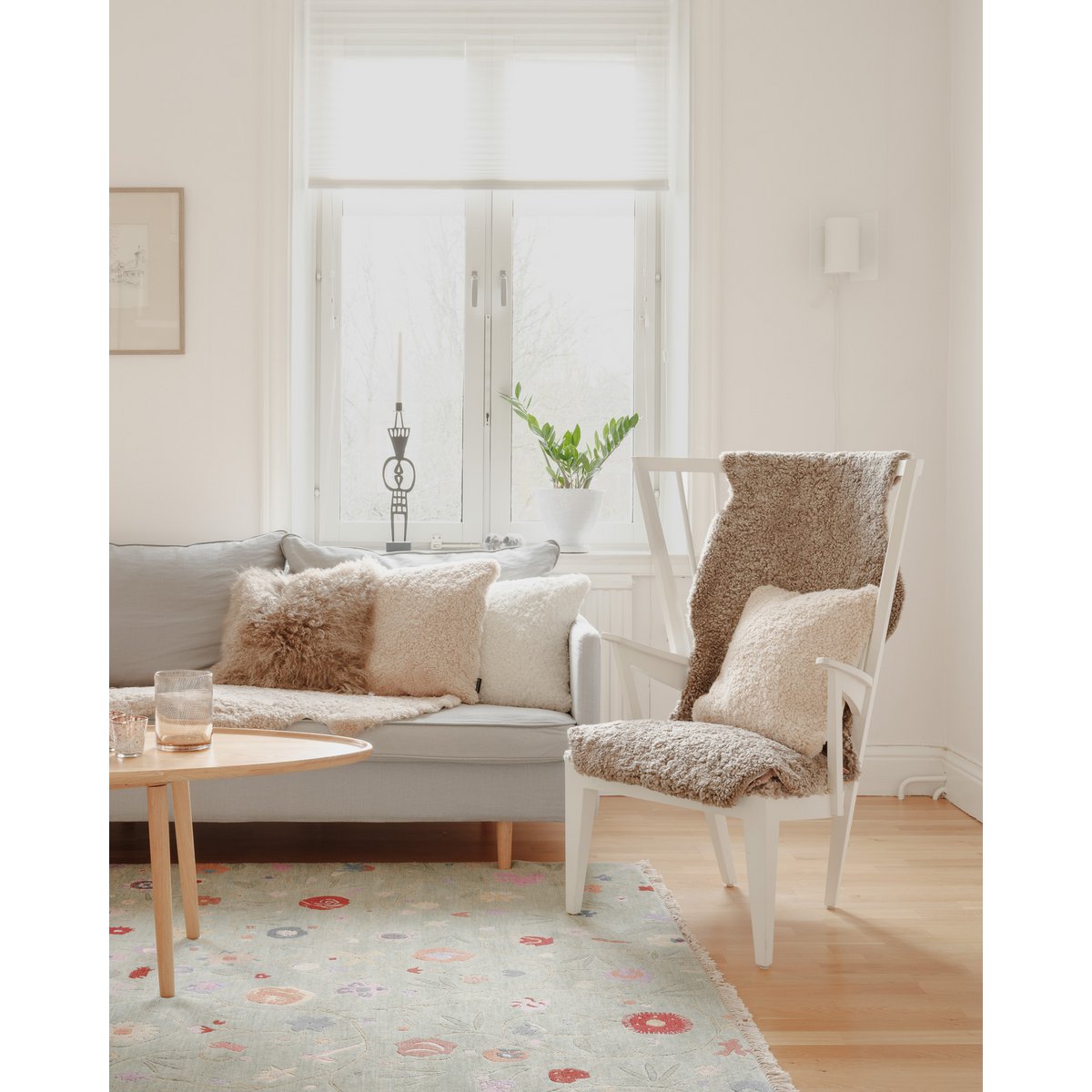 Curly 1,5-set sheepskin_Light Brown