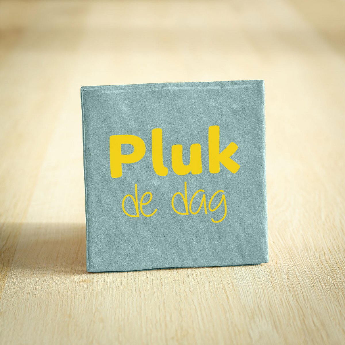 Tegeltje - Pluk De Dag | Lichtblauw & Geel | 10x10cm