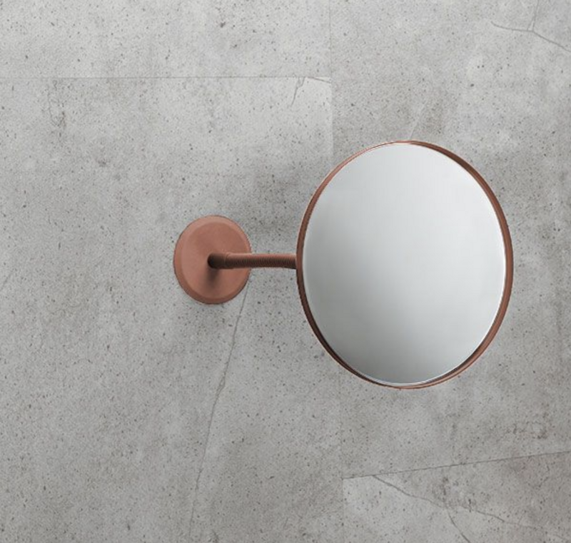 Miroir, non éclairé, avec support mural et col de cygne pour coller et percer