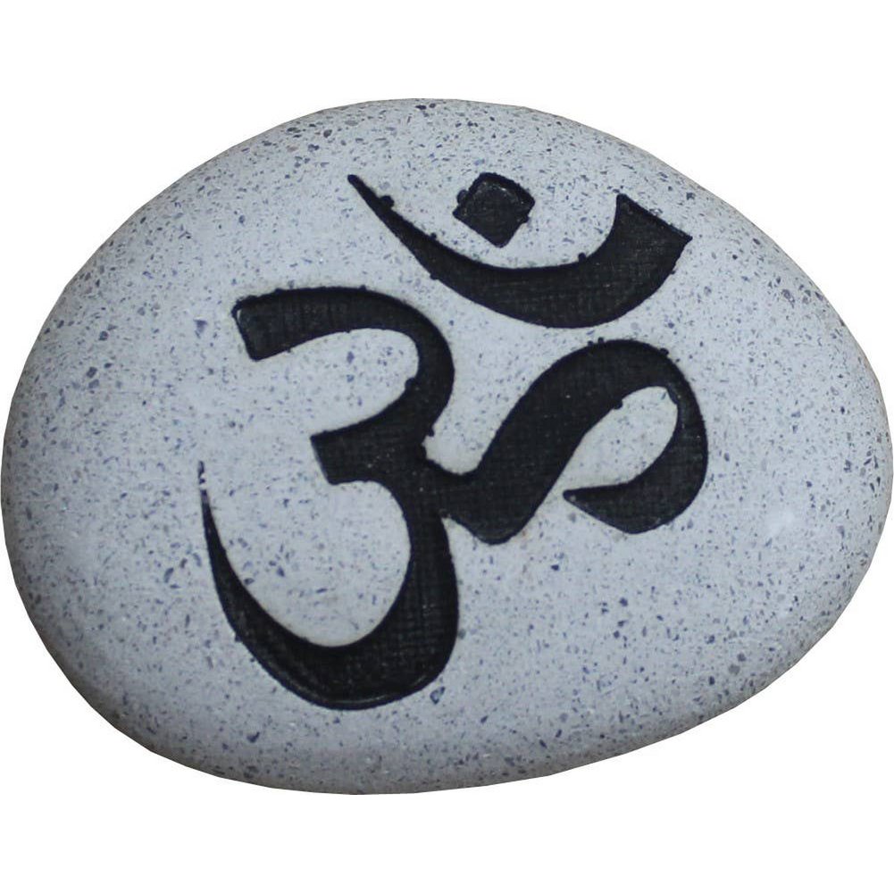Carved Stone Pebble with OM, 7-8 cm