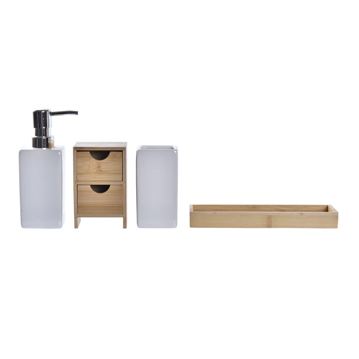 BAÑO SET 4 DOLOMITE BAMBU 20,5X6,8X17 NATURAL PB197315
