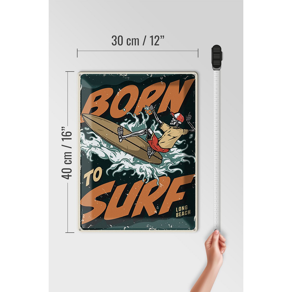 Blechschild Surfing 30x40cm Burn to surf long beach Sommer