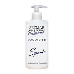 Massage oil for sports activities. Contains natural ingredients. 500 ml bottle with pump dispenser.