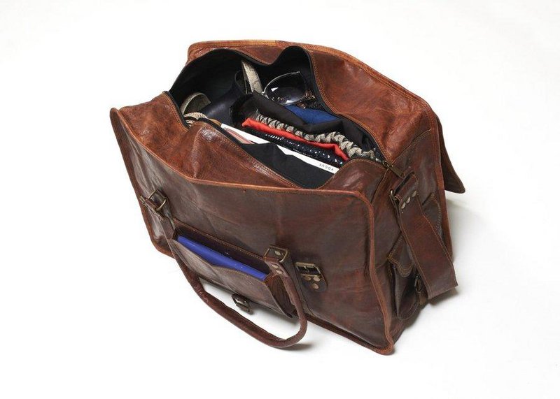 Borsa da viaggio in pelle di capra marocchina fatta a mano – Borsone "Aero" artigianale da 20" (50 cm) e borsa da palestra per volo unisex premium