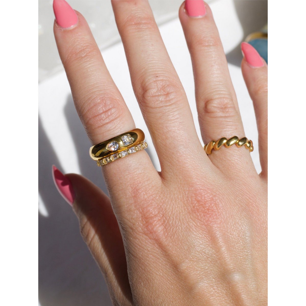 Eden - Dainty Crystal Gold Band