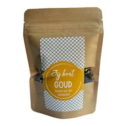 Gold-colored oolong tea with vibrant floral accents, offering a rich, aromatic flavor profile.