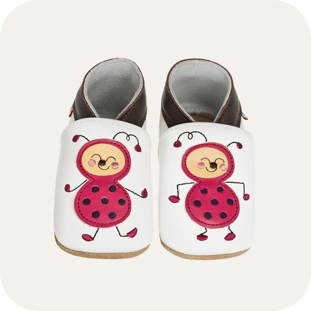 Zachte leren babyslofjes Mademoiselle Coccinelle