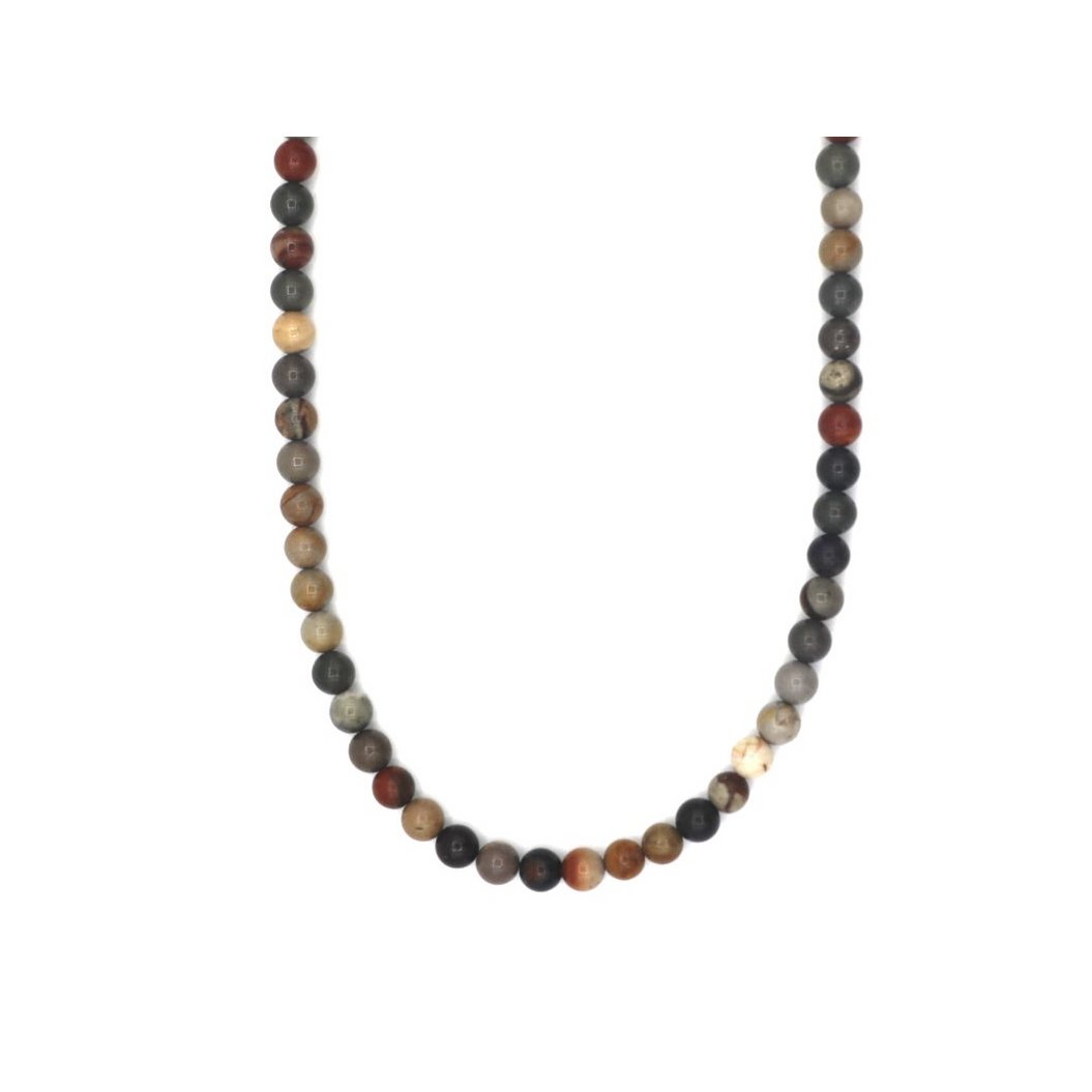 ketting Rantai Enam Oceaan jaspis (6mm), roestvrij staal