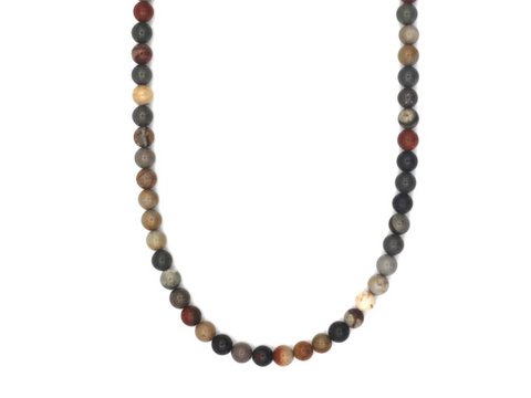 ketting Rantai Enam Oceaan jaspis (6mm), roestvrij staal