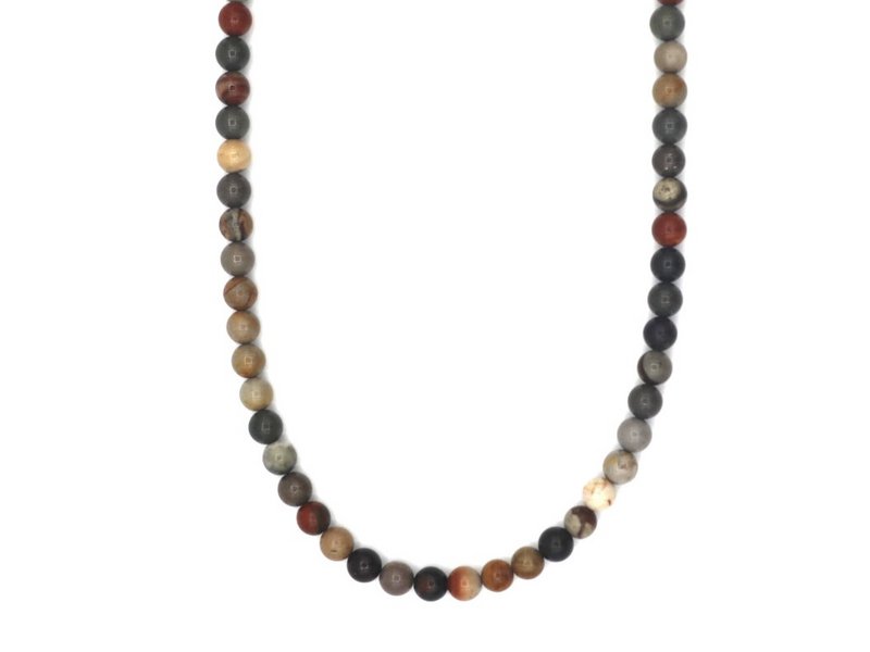 ketting Rantai Enam Oceaan jaspis (6mm), roestvrij staal