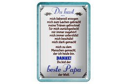 Tin sign saying 12x18cm Thank you to the best dad decoration