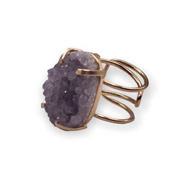 Ring Amarzão Grå Druzy Guld