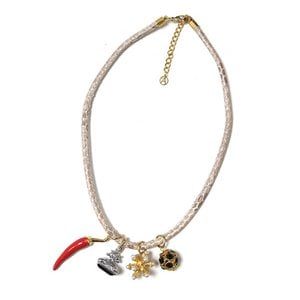 Spotted Leather Cord Necklace with Pendants