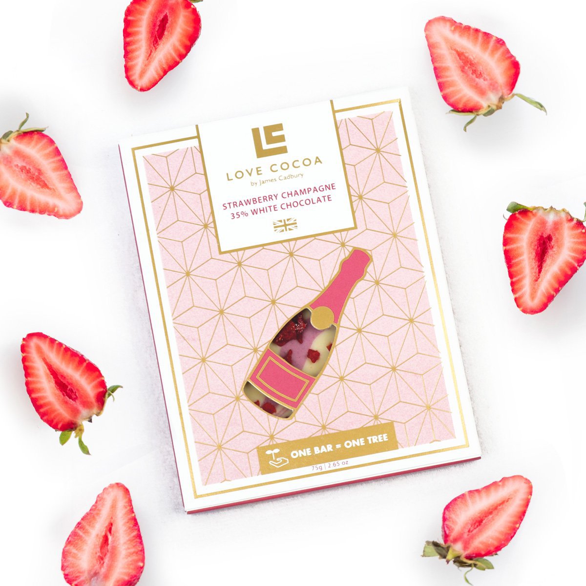 Strawberry Champagne 35% White Chocolate Bar