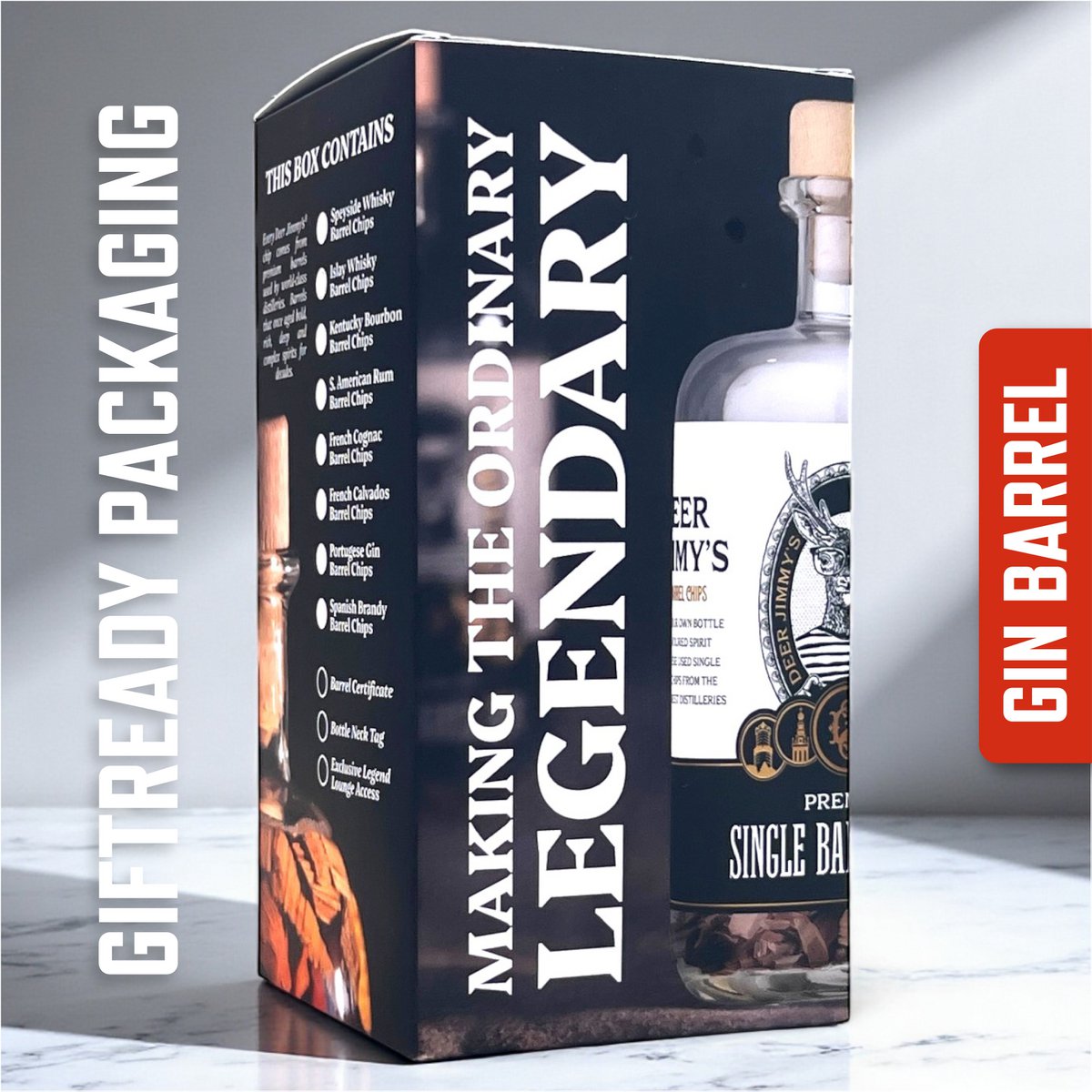 Deer Jimmy's® DIY Brandy Gift Set – Make Your Own Brandy with Premium Oak from the finest Brandy Barrels – Deep Barrel Aging for Any Spirit – The Perfect Gift for Men Copy