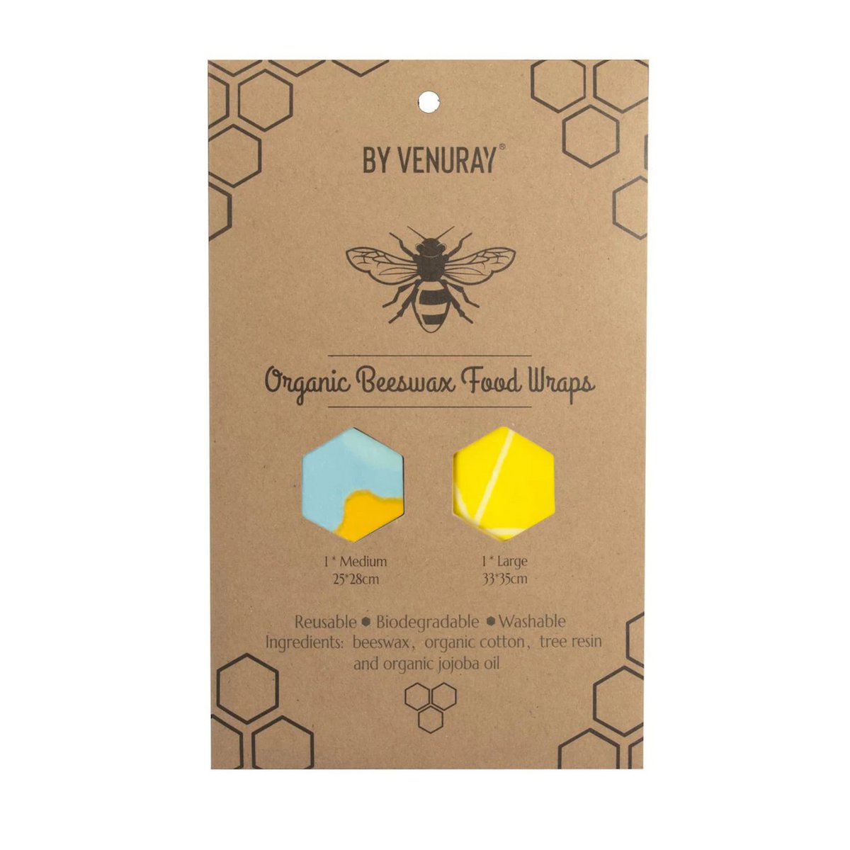Venuray Organic Beeswax Food Wraps 2-pack