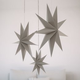 Paper stars set of 3 gray (PU = 6 sets)
