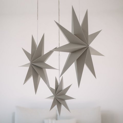Paper stars set of 3 gray (PU = 6 sets)
