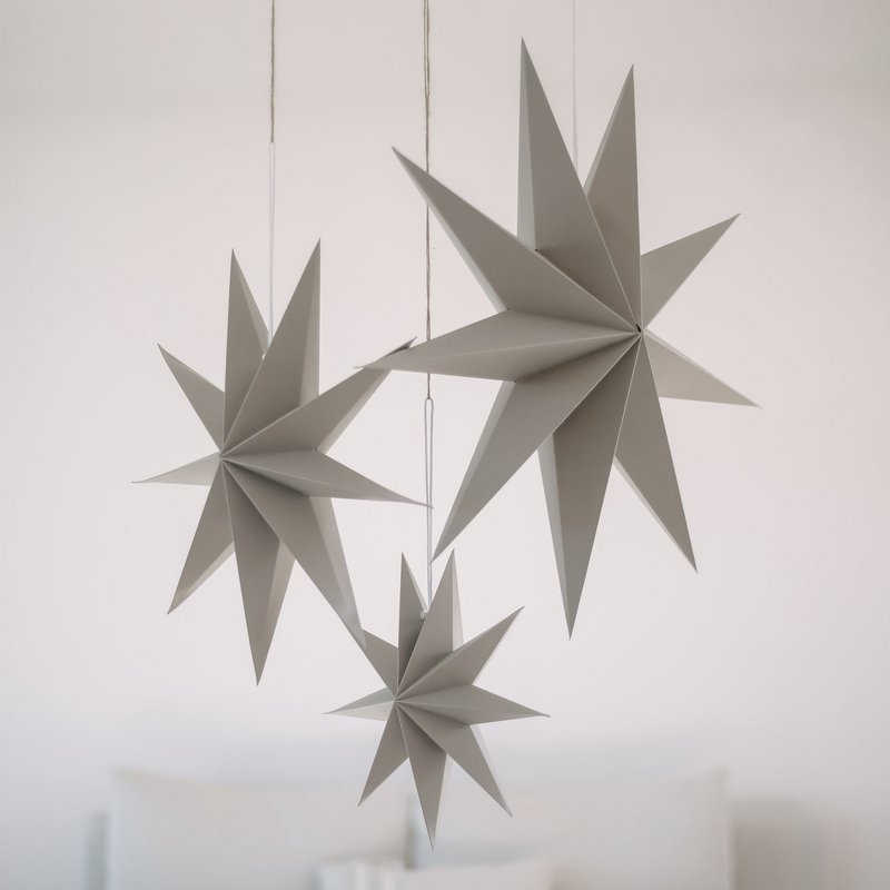 Paper stars set of 3 gray (PU = 6 sets)
