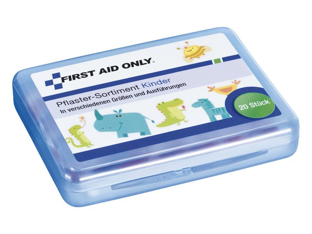 Plasters First Aid Only child ass. 20 strips incl. scissors. 5 different sizes:5x