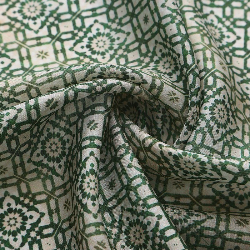 Green Silk Square Scarf Azahar