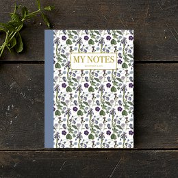 Notitieboekje - Blauw bloemmotief