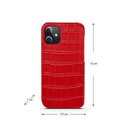 Leren Hoesje iPhone 12  Rood Leer Met Kroko Print – Apple iPhone 12  Hoesje Rood Leer Met Kroko Print