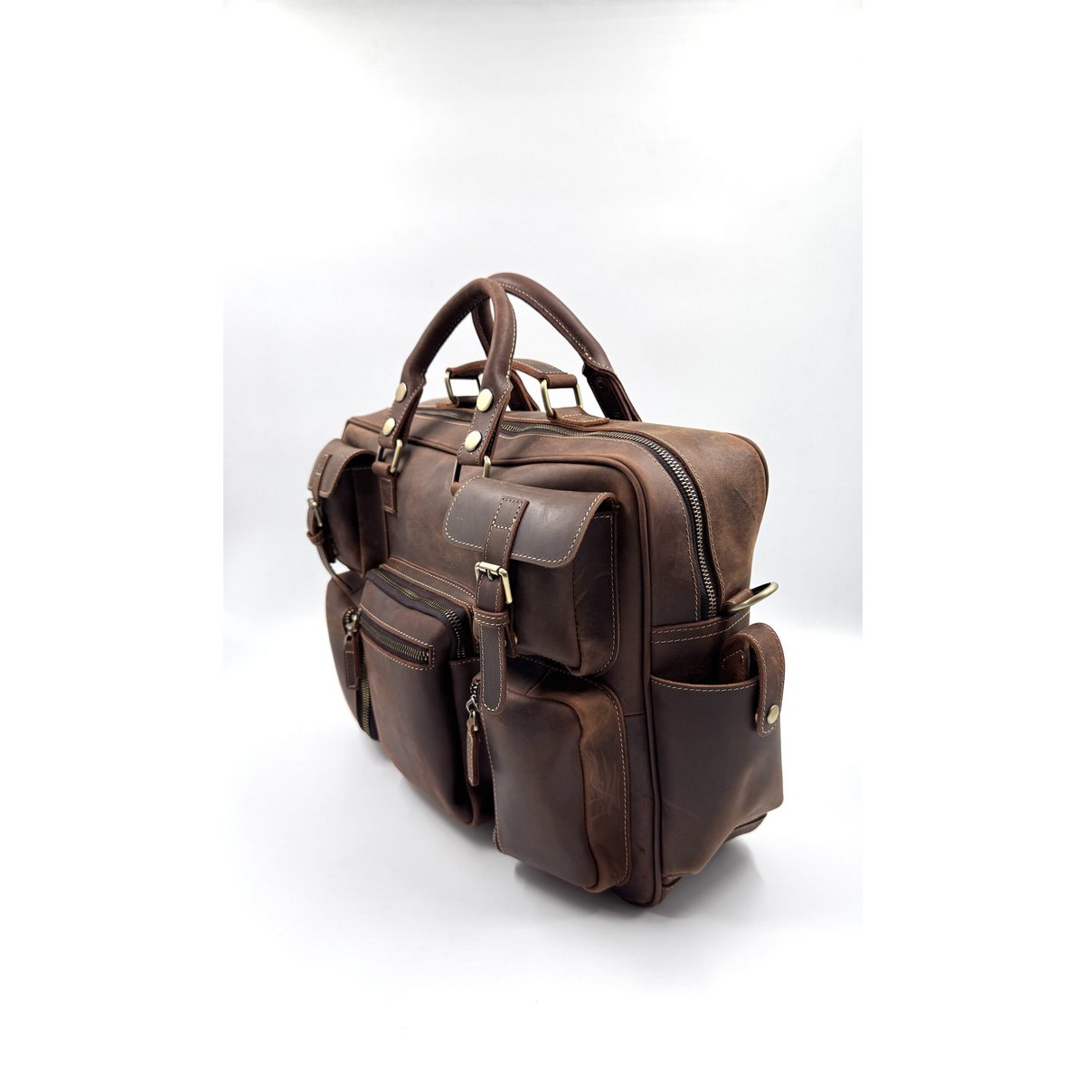 Handgefertigte „Crazy Horse“-Businesstasche aus Leder – handgefertigte Executive-Aktentasche und Reisetasche mit mehreren Taschen