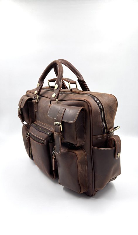 Handgefertigte „Crazy Horse“-Businesstasche aus Leder – handgefertigte Executive-Aktentasche und Reisetasche mit mehreren Taschen
