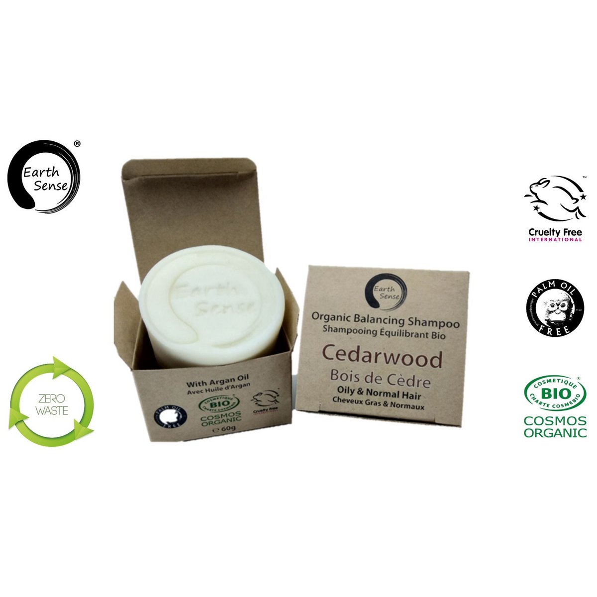 Organic Certified Balancing Solid Shampoo - Cedarwood - Oily & All Hair Types 60g